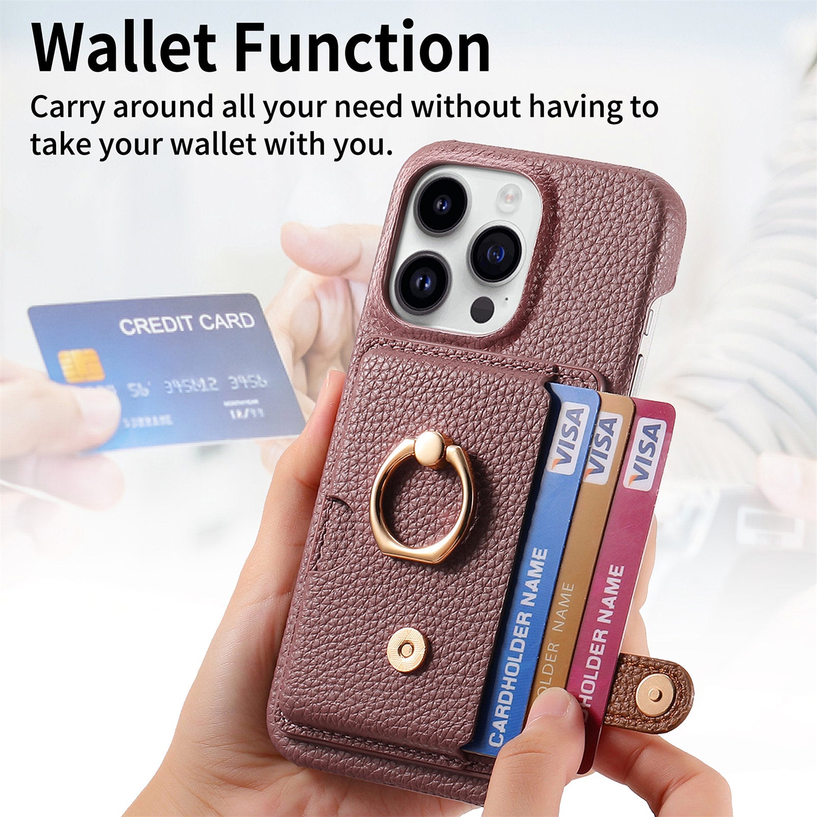 Y2 For iPhone 14 Pro Max Card Slot Case Kickstand PU+PC+TPU Phone Cover Y2 For iPhone 14 Pro Max Card Slot Case Kickstand PU+PC+TPU Phone Cover